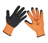 Sealey Worksafe Foam Latex Grip Gloves Black / Orange XL Pack of 120