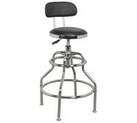 Sealey Workshop Stool SCR14 – Pneumatic Adjustable Height, Swivel Seat & Back Rest
