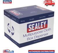 Sealey Workshop Tough Paper Cloth Wipes Strong No-Rip in Dispenser Box 150pc