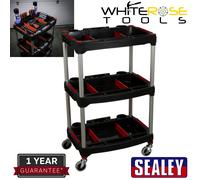 Sealey Workshop Trolley 3-Level Composite with Parts Storage Aluminium Corners