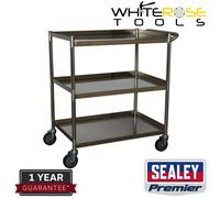 Sealey Workshop Trolley 3-Level Stainless Steel Premier Grade 304 Portable