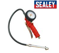 Sealey Workshop tyre inflator - Twin push on valve connector, Red Composite Body