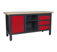Workstation with 3 Drawers, 1 Cupboard & Open Storage