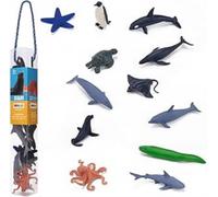 MOJO - Sea Life Mini Worlds Tube Playset 12pcs Starfish, Orca, Penguin, Whale, Stingray, Turtle, Dolphin, Octopus, Shark, Seal, Eel | Hand-Painted Toy Figures | Sealife Collection | Designed in UK