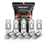 SEALIGHT 194 LED Bulb 6000K White, License Plate Light, Dome Light, T10 168 2825 W5W 3030 Bright Chips Wedge for Replacement Light Bulb, Map Trunk Door Courtesy Dash LED Light Bulb,Pack of 10