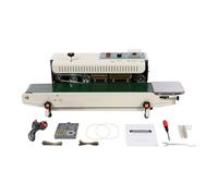 Sealing Machine 500W Industrial Bag Continuous Heat Sealer with Date Embossing (0-12m/min Adjustable) for Food Pharmaceutical E-commerce Packaging