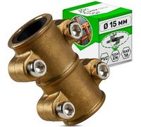 Sealing Pipe Clamps for Copper Pipe Ø 15 mm Two Part - Made of Brass - Corrosion Resistant Sealed Connection - Warranty 5 Years - ONIX TECH