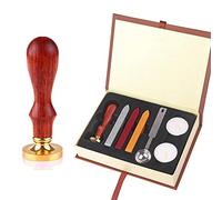 Sealing Stamp Wax, Seal Stamp Kit, Stamp Seal Stick, Vintage Wax Seal Stamp, Wax Sealing Stamps Set, with Gift Box, for Fancy Greetings Wedding Invitation Letter Postage Letter (Brown)