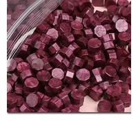 Sealing Wax，100pcs Retro Seal Stamp Bead Vintage Octagon Wax Beads for Scrapbooking Wedding Craft Decor Card Making Tools(Red)(Wine)
