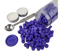 Sealing Wax Beads, AMTOL 300 Pcs Wax Sealing Beads with 2 Pcs White Candles and 1 Pcs Wax Melting Spoon, Great for Wedding Invitations,Cards Envelopes, Gift Wrapping (Purple)
