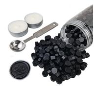 Sealing Wax Beads, AMTOL 300 Pcs Wax Sealing Beads with 2 Pcs White Candles and 1 Pcs Wax Melting Spoon, Great for Wedding Invitations,Cards Envelopes, Gift Wrapping(Black)