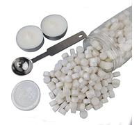 Sealing Wax Beads, AMTOL 300 Pcs Wax Sealing Beads with 2 Pcs White Candles and 1 Pcs Wax Melting Spoon, Great for Wedding Invitations,Cards Envelopes, Gift Wrapping (Pearl White)
