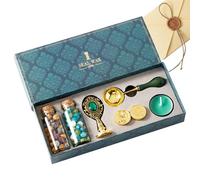 Sealing Wax Letters - Complete Stamp Kit, Bottle Warmer Set, Coloured Beads for Creating Invitations, Certificates, | Elegant Stationery Accessory for Weddings, Events