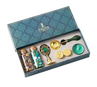 Sealing Wax Stamp Set Complete with Brass Head Wooden Handle - Creative Wax Granules for Envelopes Invitations Elegant Craft Set Wine Packaging DIY Projects 260-500 g 22 x 10 cm