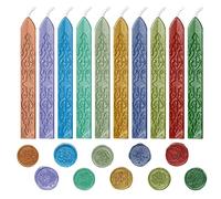 Sealing Wax Sticks, 10 Pcs Coloured Wax Seal Kit for Wax Stamp, Sealing Wax with Wick for Wedding Invitations, Cards Envelopes, Vellum Paper Gift Wrapping