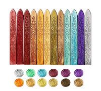 Sealing Wax Sticks,12 Pack Antique Wax Seal Stick Coloured Candle Square Style Sealing Wax for Wax Seal Stamp Antique Fire Manuscript Stamps Letters