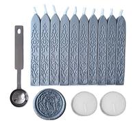 Sealing Wax Sticks with Wick, AMTOL 10 PCS Wax Seal Sticks with 2 Pcs White Candles and 1 Pcs Wax Melting Spoon, for Wedding Invitations,Cards Envelopes and Seal Stamp (Silver)