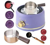 Sealing Wax Warmer Electric with a 80ml Large Spoon, a Non-Slip Melt Scoop Electrical Wax Seal Melting Furnace Warmer Kit Great Tool for Melting Waxs Seals Sticks Beads (Purple)
