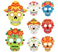Sealmic Day of the Dead Mask Decorations Dia De Los Muertos Altar Felt Sugar Skull Mask Halloween Costumes Accessories