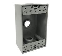 Sealproof 1-Gang 3 1/2-Inch Holes Weatherproof Rectangular Exterior Electrical Outlet Box with 3 Outlet Holes, Three 1/2" Holes, Single Gang, UL Listed