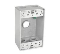 Sealproof 1-Gang 5 1/2" Hole Weatherproof Rectangular Horizontal Electrical Outlet Box with 5 Outlet Holes, Five 1/2-Inch Holes, Single Gang, UL Listed