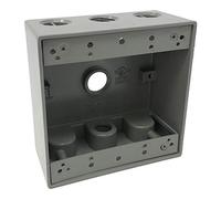 Sealproof 2-Gang 3 1/2-Inch Holes Weatherproof Rectangular Horizontal Electrical Outlet Box with 3 Outlets, 1/2" Inch, UL Listed, Double Gang