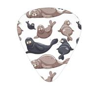 Seals Illustration Sea Lion,12 Pcs Guitar Pick,3 Different Thickness Plectrums for Acoustic Guitar Bass Ukulele (0.46mm 0.96mm 0.71mm)