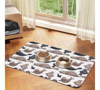 Seals Illustration Sea Lion,Waterproof Pet Feeding Mat,Cat Dog Placemats for Food and Water, PU Leather Food Mats,40x60cm