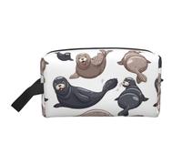 Seals Illustration Sea LionMakeup Trave Bag for Women,Cosmetic Large Capacity Organizer