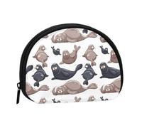 Seals Illustration Sea LionSmall Makeup Sanitary Napkin Storage Bag,Women's Cosmetic Coin Purse