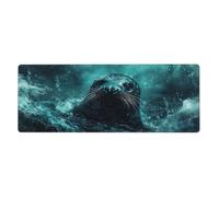 Seals In The Oceanfloral Print Mousepad Laptop Keyboard Mat Large Mouse Pad With Stitched Edges Long Non-Slip Rubber Base Spring Desk Pad For Office Home Desk Decor, 31.5" X 11.8"