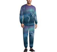 Seals Ocean Mens Pajamas Set 2 Piece Lounge Set Long Sleeve Pullover And Pants Comfy Sleepwear