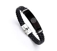 Seals of Seven Archangels Bracelet - Religiouse 7 Archangels Leather Bracelet Bangle - Christian Saint Angels Protection Wristband - Christening Amulet Talisman Jewellery for Men Women, Black