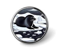 Seals on Ice Badges Circle with Button Design, Personalized Picture Pin Brooches, Round Badge Holders for Decorate Hat Shirt Clothing Bag Accessories