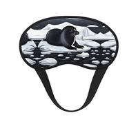 Seals On Ice Black Border Satin Sleep Mask for Light Blocking Comfort