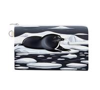 Seals on Ice Coin Purse with Zipper Coin Wallet Coin Pouch Canvas Change Purse Pouch Zero Wallet Coin Bag