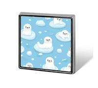 Seals on Ice Floe Square Pin Brooch Badge Button Stylish Aluminum Decor for Backpacks Hats