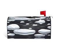 Seals on ice It is a Waterproof Fabric Mailbox Cover with a Print on one Side and a Curved Opening on one Side.