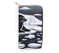 Seals on Ice Leather Wallet, Bifold Stylish Wallets, Credit Card Holder for Passport Covers, Purse Passport Bag for Men Women