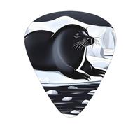 Seals On Ice Printed Guitar Picks 12 Pcs With Organizer Storage Box,Thin,Medium,Heavy Guitar Picks,For Acoustic Guitar Bass