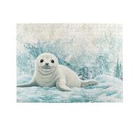 Seals On The Snow Wooden Puzzle 500 Piece Jigsaw Puzzle for Adults Challenging Puzzle for Game Size 15"x20.4"