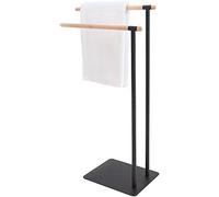 Sealskin Brix Towel Rack, Metal, Wood, Black, 43 x 79.5 x 24 cm