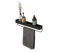 Sealskin Wall Tray with Towel Rail, Metal, Black, 55 cm