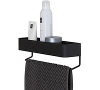 Sealskin Brix Wall Tray with Towel Rail, Metal, Black, 35 x 10 x 8 cm
