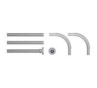 sealskin Combi Bath Curtain Rod Set, Stainless Steel, Matte Aluminium, 2 x 90 x 2 cm
