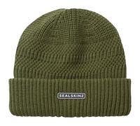 Sealskinz Gressenhall Waterproof Cold Weather Textured Stripe Roll Cuff Beanie - Olive - Size: XX Large