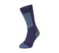 Sealskinz Runton Waterproof Cold Weather Mid Length Sock with Hydrostop - 2023 - Navy Blue / Red / Small