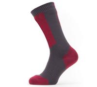 Sealskinz Runton Waterproof Cold Weather Mid Length Sock with Hydrostop - 2023 - Grey / Red / White / Small