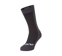 Sealskinz Waterproof Cold Weather Mid Length Walking Socks - Black Grey Large