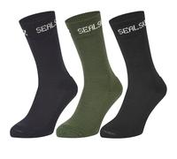 SEALSKINZ | Suffield | Unisex Premium Solo Merino Liner Wool Sock | Extreme Comfort | M - Assorted Olive/Black